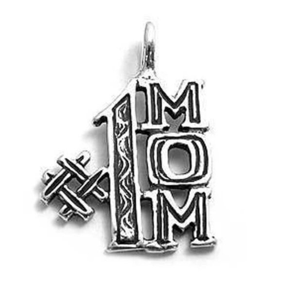CLASSIC "#1 MOM" CHARM IN STERLING SILVER - Picture 1 of 1